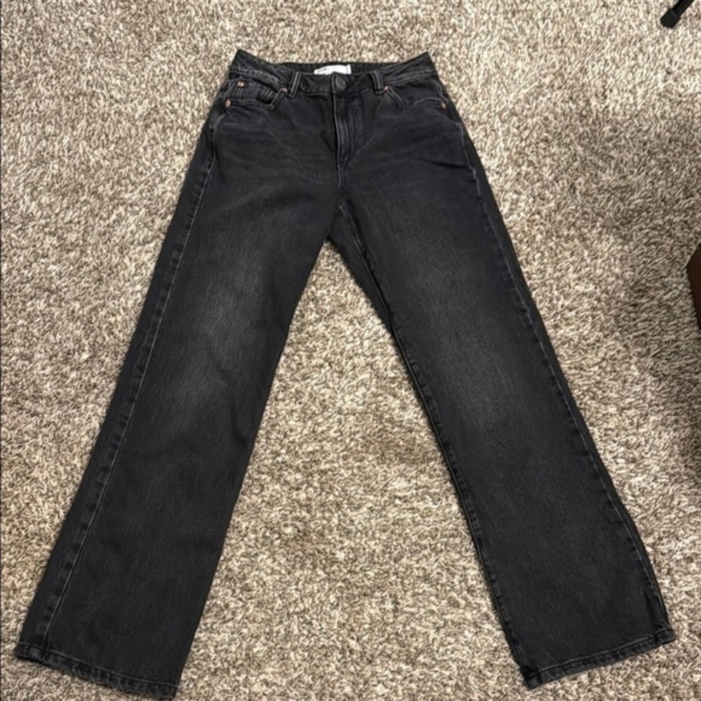 Garage Black Straight Jeans High-Waisted Rigid Denim